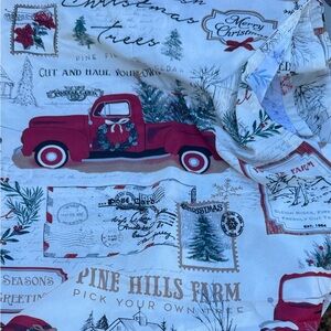 Festive Red Truck Holiday Shower curtain